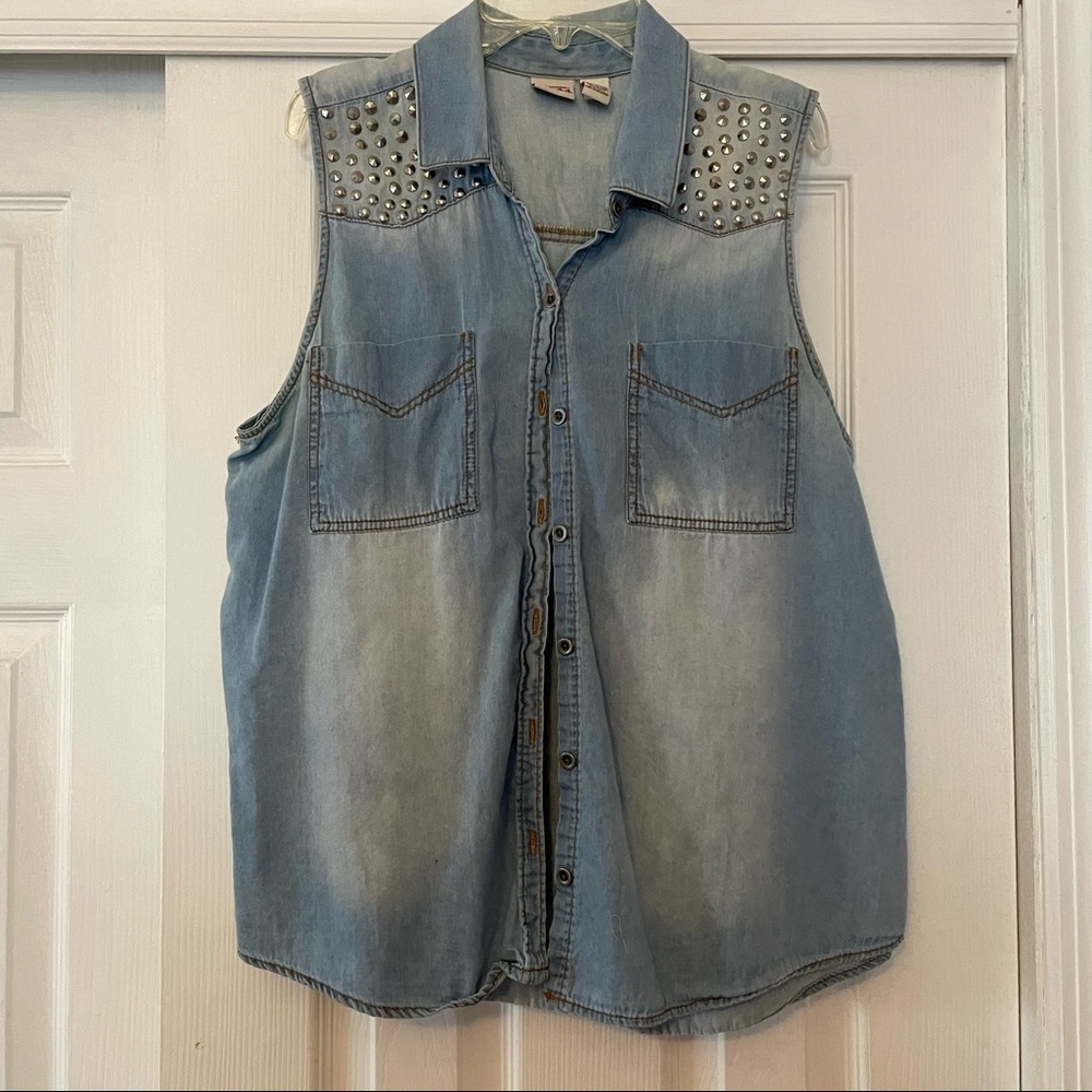 Mudd Studded Denim Sleeveless Top